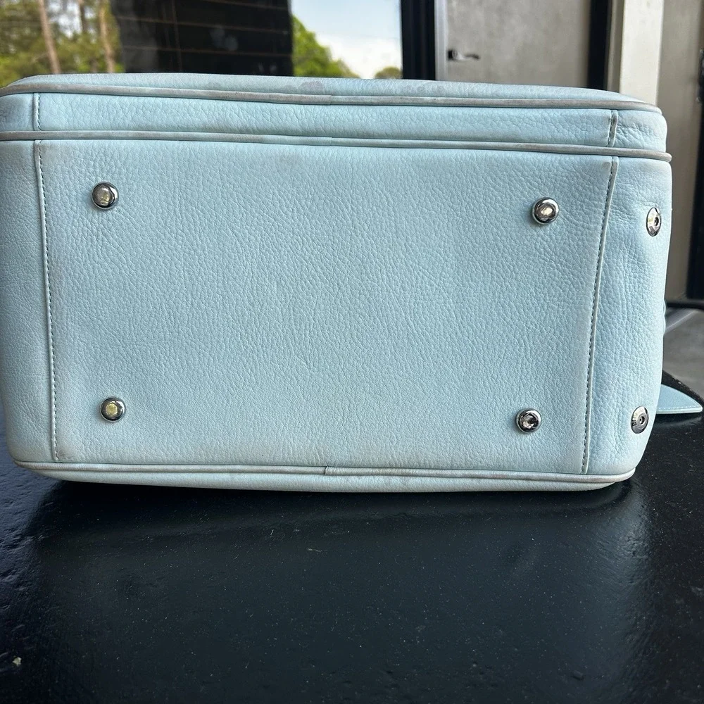 Rare Vintage Y2K Juicy Couture Dog Carrier Ice Blue Velour Blingy Bowling Bag Sm